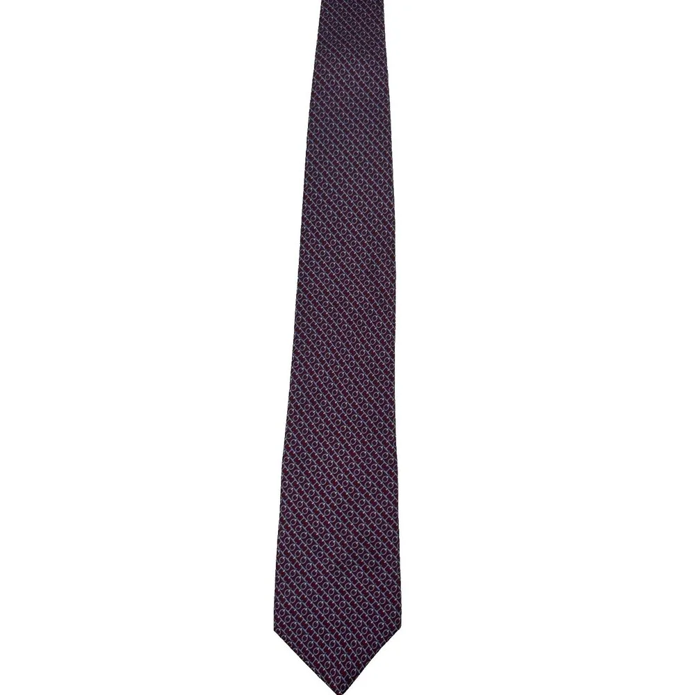 Brooks Brothers 100% Silk Tie Burgundy Blue Geometric Made USA Italian 60.25